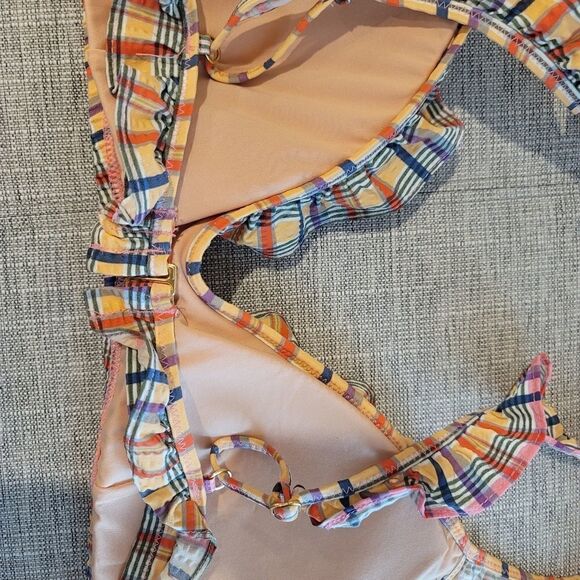NWT J.Crew Plaid Ruffle Bikini Top - Picture 10 of 10